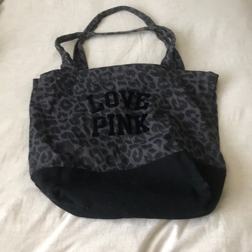 Cheetah print “Love Pink” large tote